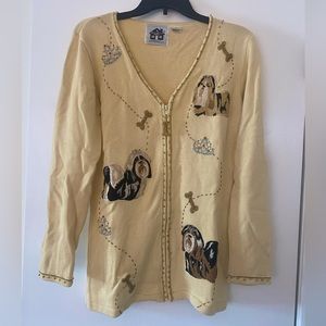 Storybook Knits Majestic Shihtzu's Vintage Cardigan Sweater